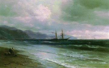 イワン・コンスタンティノヴィチ・アイヴァゾフスキー Painting - スクーナー船のある風景 1880 ロマンチックなイワン・アイヴァゾフスキー ロシア